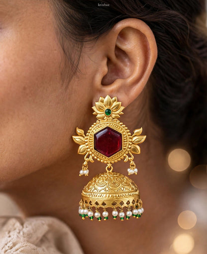 Simran Gold Jhumki Earrings