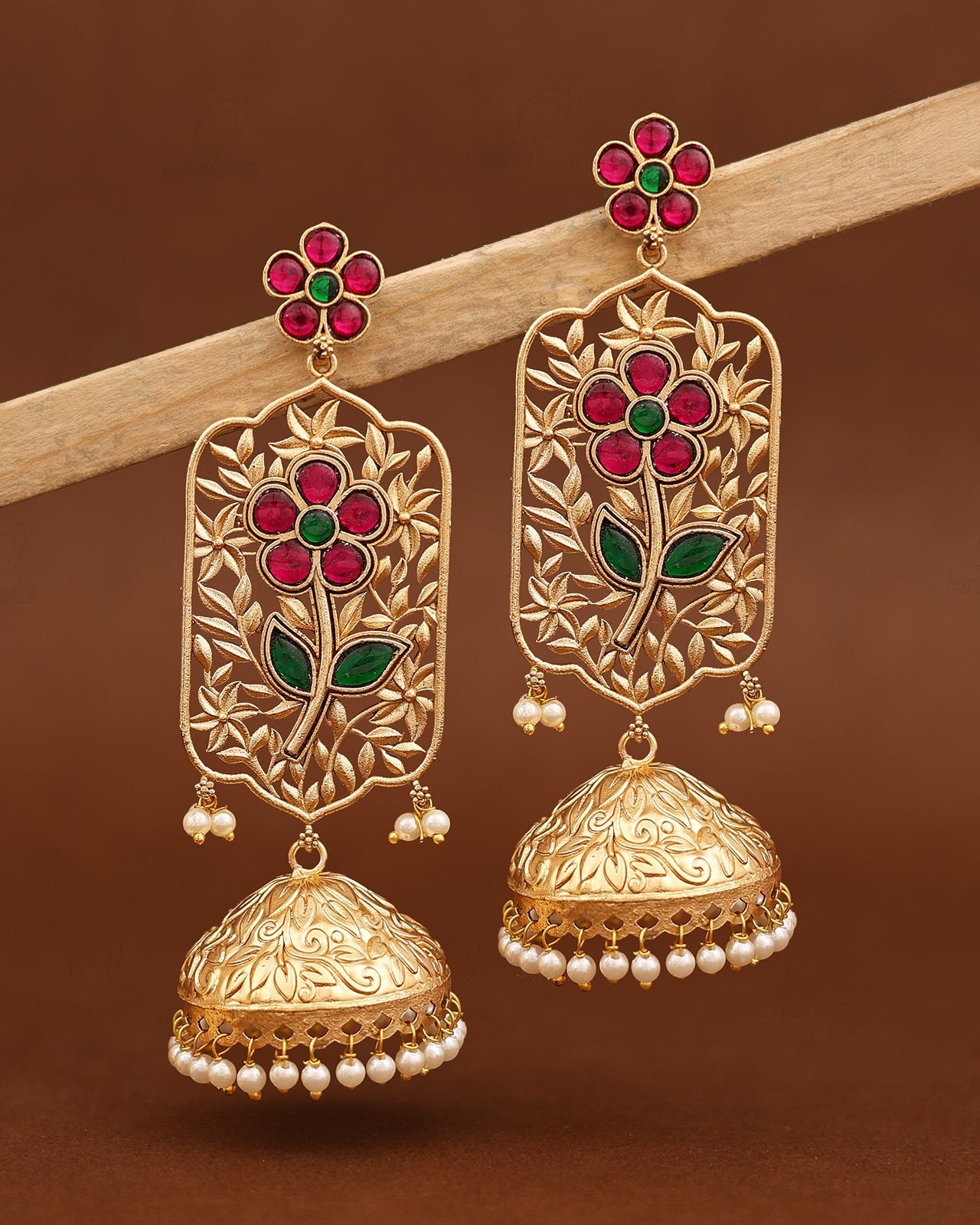 Jhankaar Gold Jhumki Earrings
