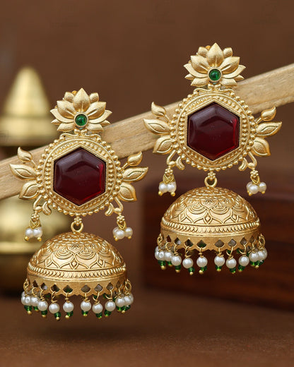 Simran Gold Jhumki Earrings