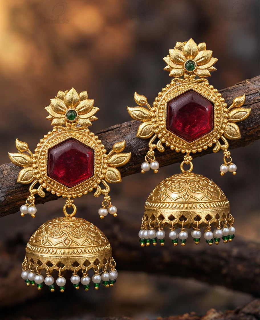 Simran Gold Jhumki Earrings