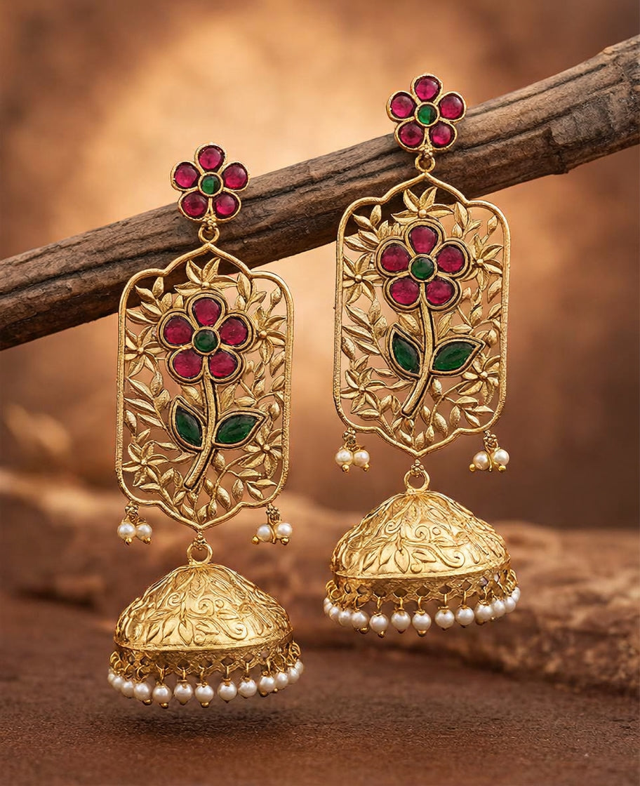 Jhankaar Gold Jhumki Earrings