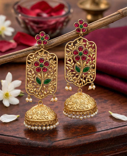 Jhankaar Gold Jhumki Earrings