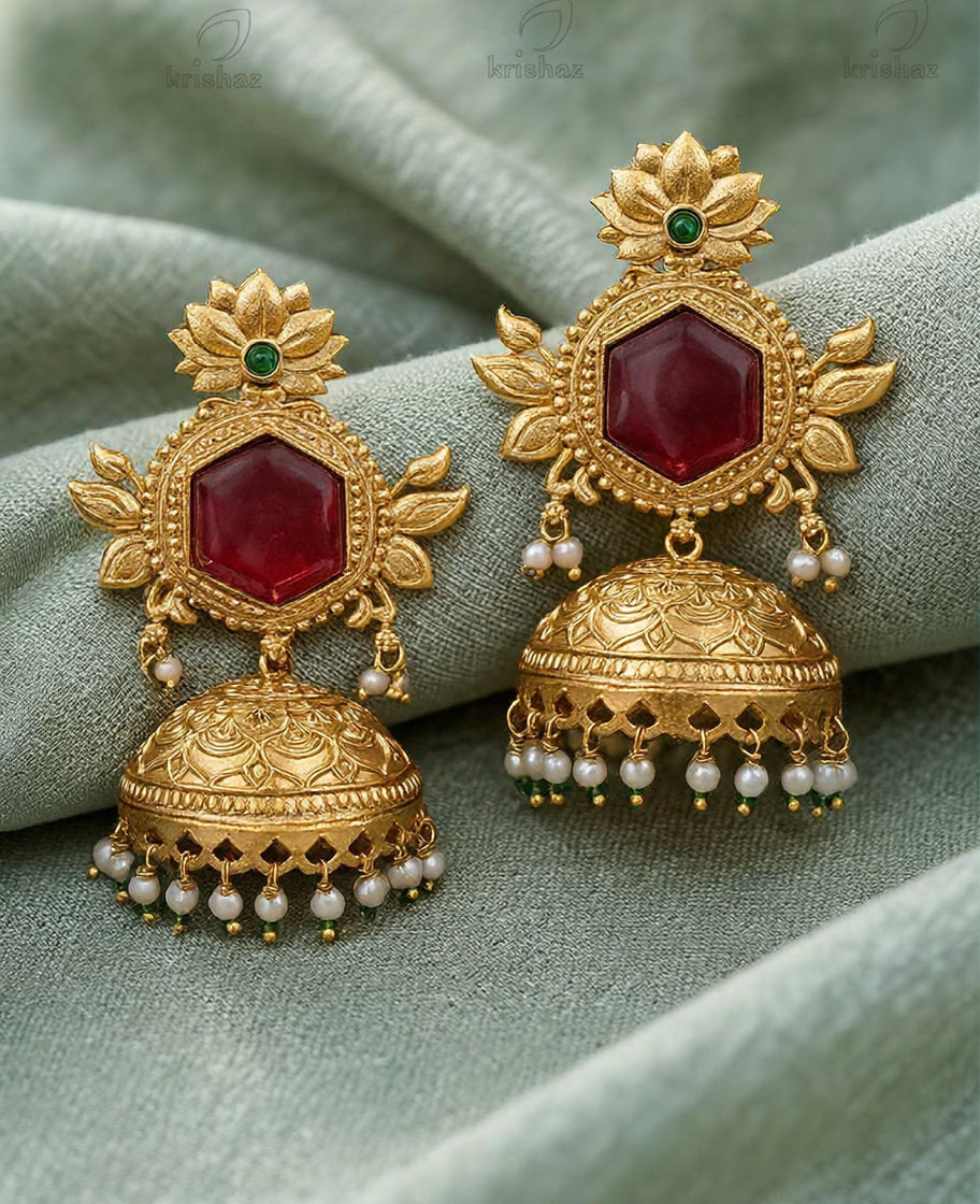 Simran Gold Jhumki Earrings